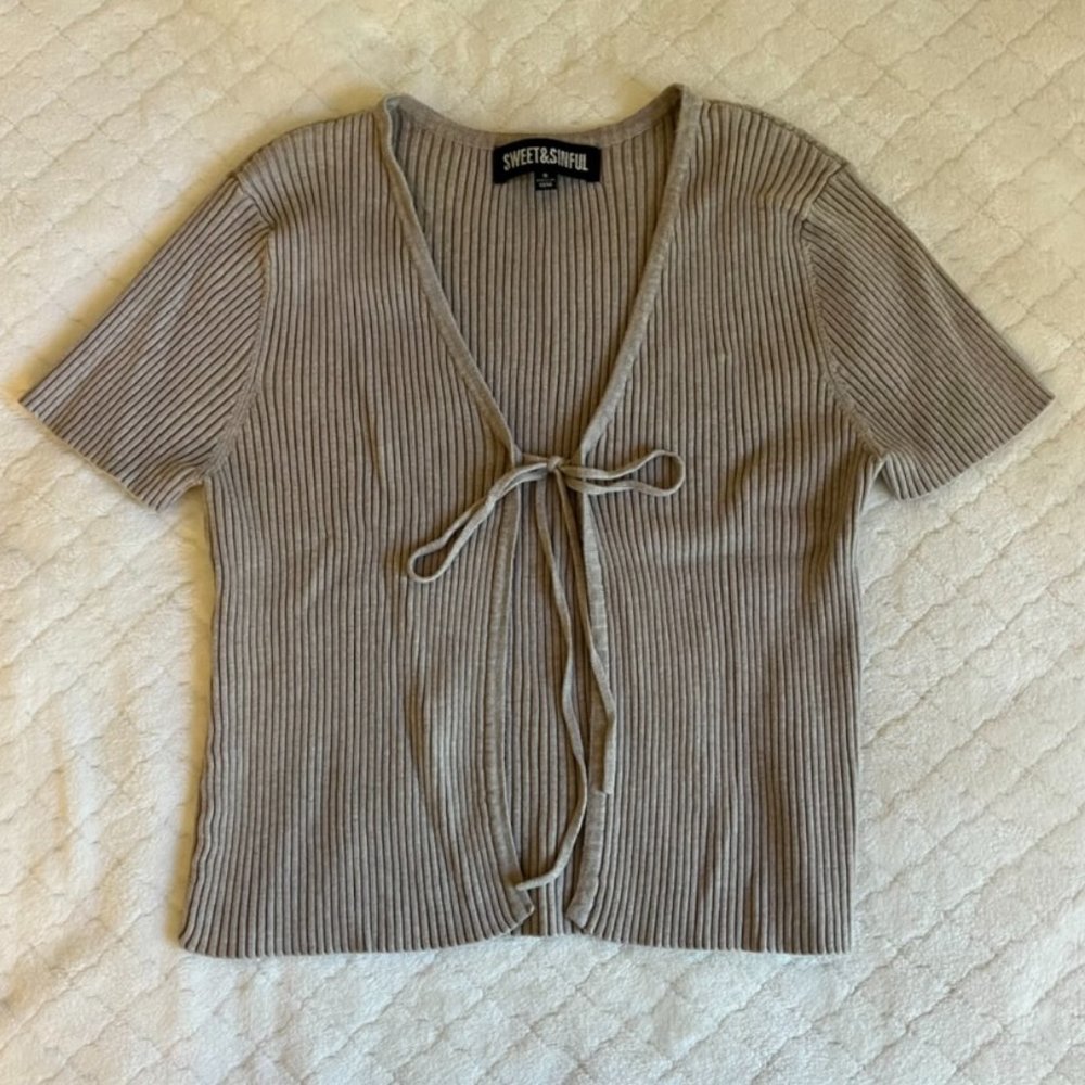Sweet&Sinful Tie Front Ribbed Top